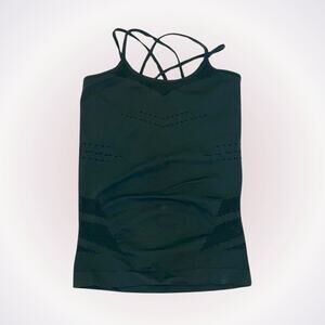 Zella Laser Cut Olive Green Seamless Tank Top | Sz S